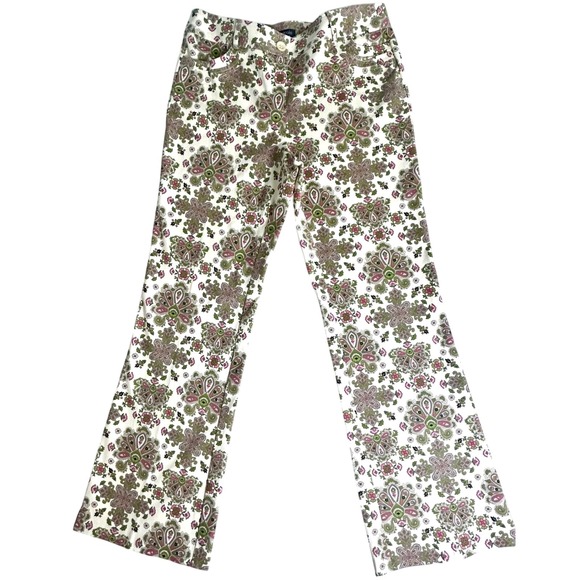 Nicole by Nicole Miller Pants - Nicole Miller Floral Paisley Print Flare Leg Pants Cottagecore Pink Green 10